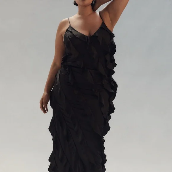 Anthropologie Bias-Cut Ruffled Midi Dress - Picture 1 of 6